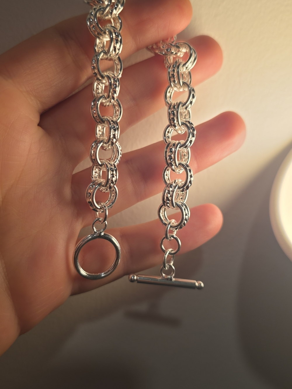 Silver Plated Twisted Rope Link Bracelet - Women's Jewelry 8"